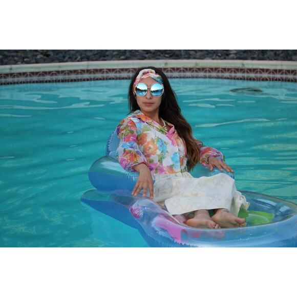 Vintage 1960s-70s Pastel Floral Hostess Gown Maxi Dress Small - Picture 3 of 10